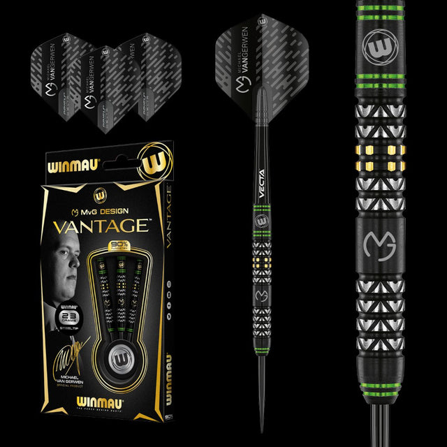 Winmau MVG Vantage 90% Tungsten Steel Tip Darts Set