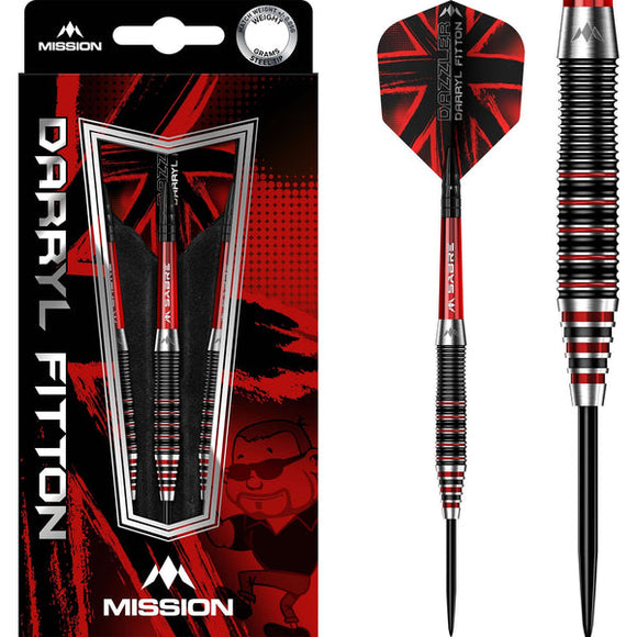 Mission Darryl Fitton Darts Steel Tip Electro Black & Red The Dazzler